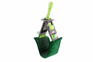 Держатель мопов универсальный, 40х11 см, пластик, серый, зеленая рукоятка фото 38855