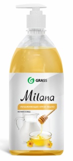 Жидкое крем-мыло "Milana" молоко и мед с дозатором 1000 мл. фото 36046