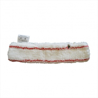 Шубка-щетка для мытья окон, 35 см, микрофибра, липучка, белая с красной полосой фото 8460